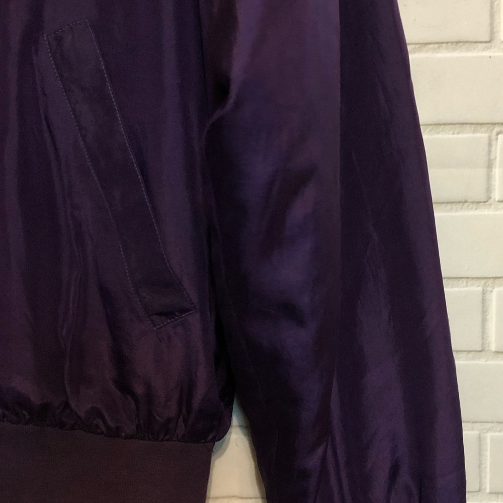 Los Angeles Lakers Purple Gold 100% Silk Tulliano NBA Basketball Zip Jacket S - Picture 9 of 16